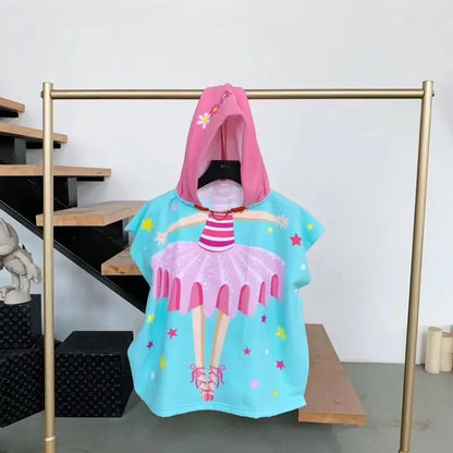 Towel Poncho Kids Cartoon