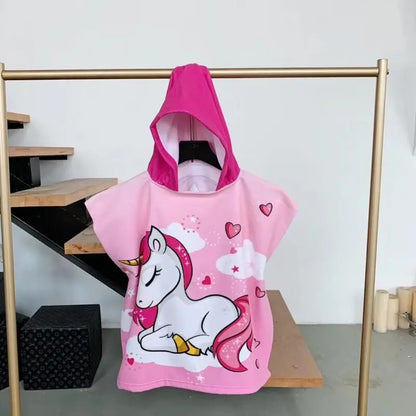 Towel Poncho Kids Cartoon