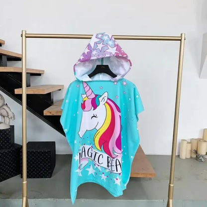 Towel Poncho Kids Cartoon