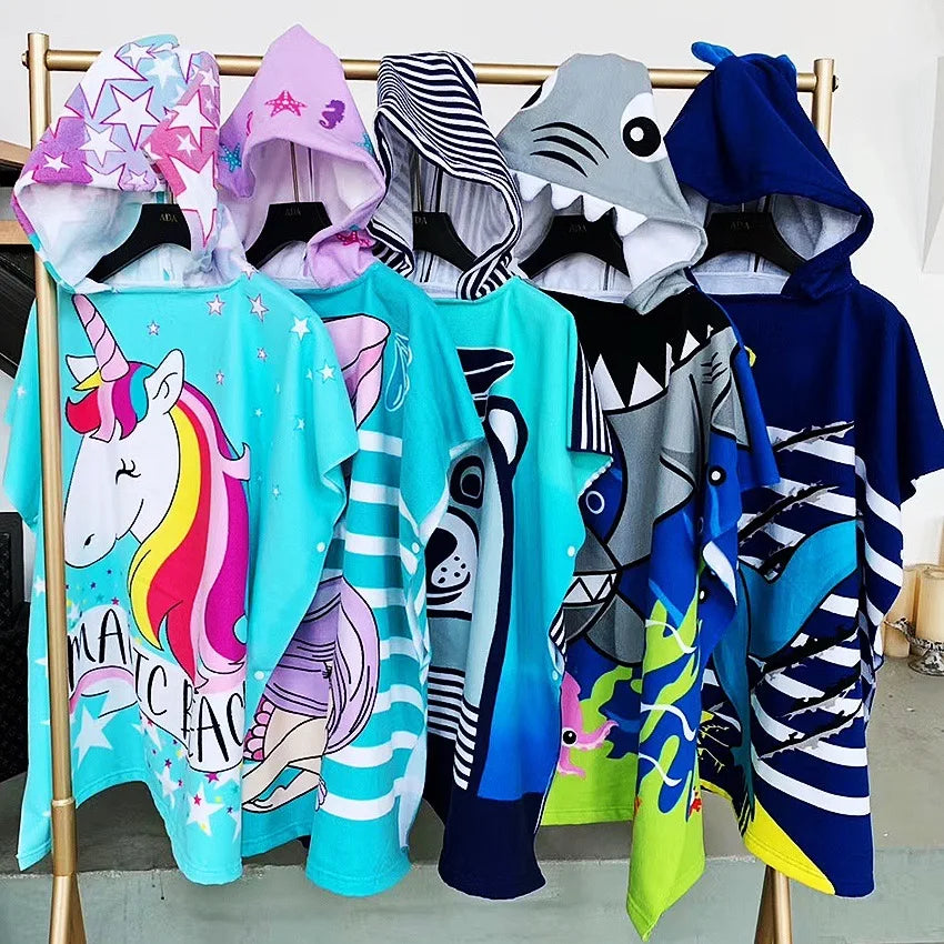 Towel Poncho Kids Cartoon
