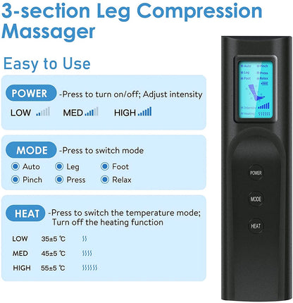 Leg Muscle Relaxer - Air Compression & Vibration Heating Massage