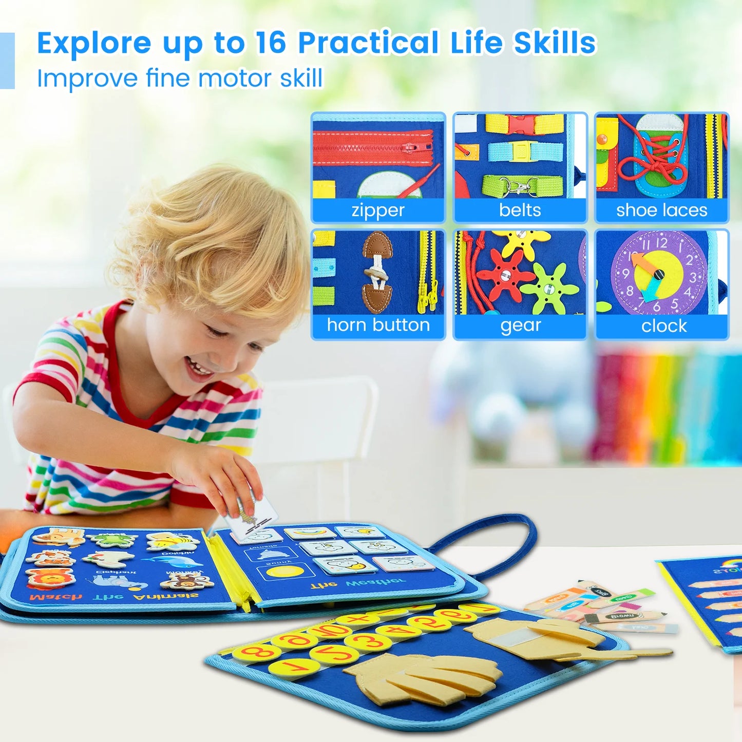 25-in-1 Montessori Sensory Busy Board for Toddlers