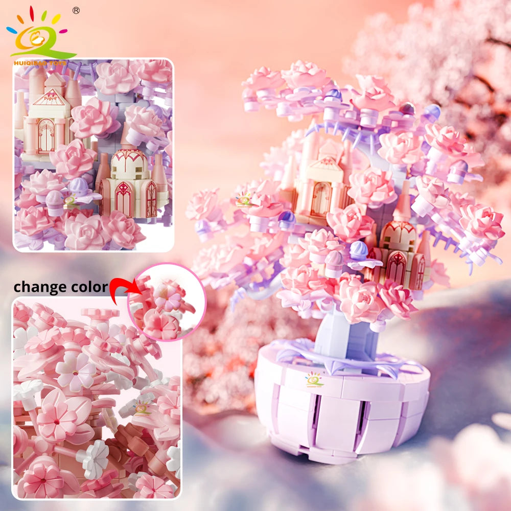 Discoloration Cherry Blossom MOC Flower Pink Tree House